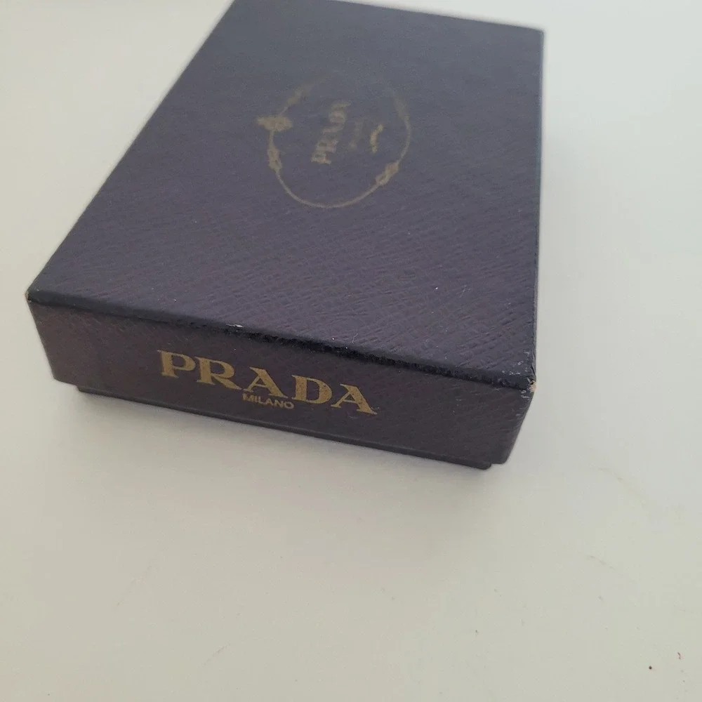 Prada Milano Luxury Storage Box Navy Blue Saffiano Small Wallet Jewelry Gift Box